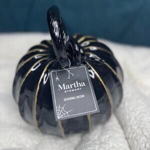 ♡ MARTHA STEWART SMALL CERAMIC PUMPKIN BLACK NWT